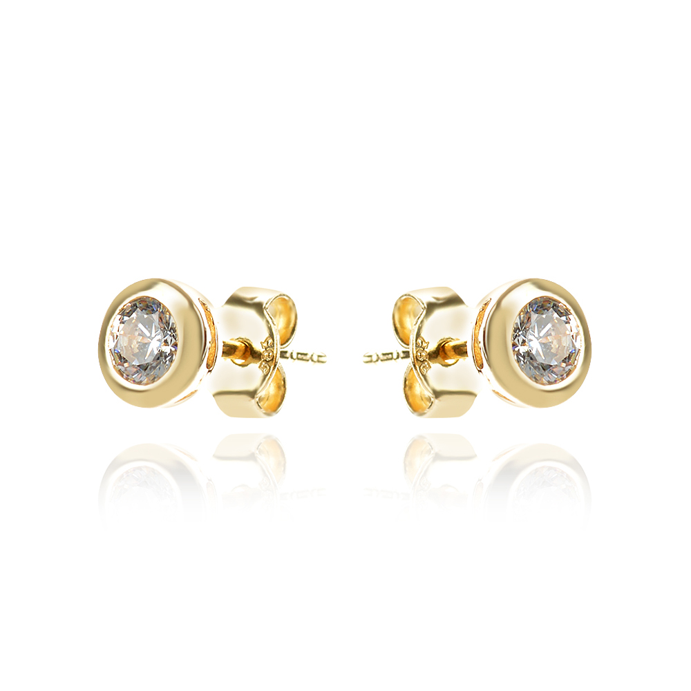 Златни обеци Solitaire earrings