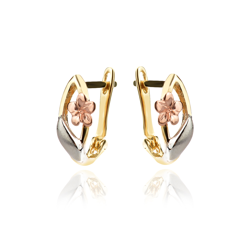 Златни обеци Flower rose