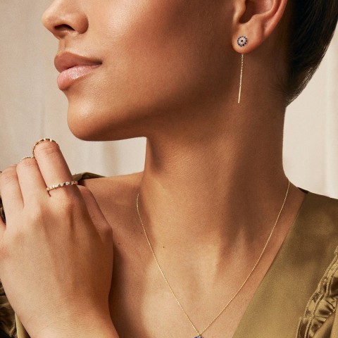 Златни обеци Evil eye bead