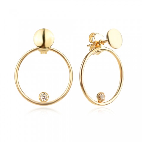 Златни обеци circle with stone