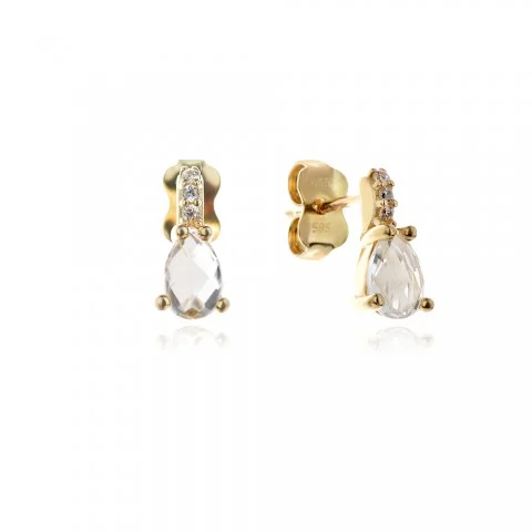 Златни обеци Clear Topaz