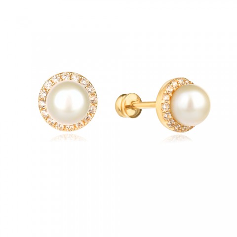 Златни обеци Pearl Drop