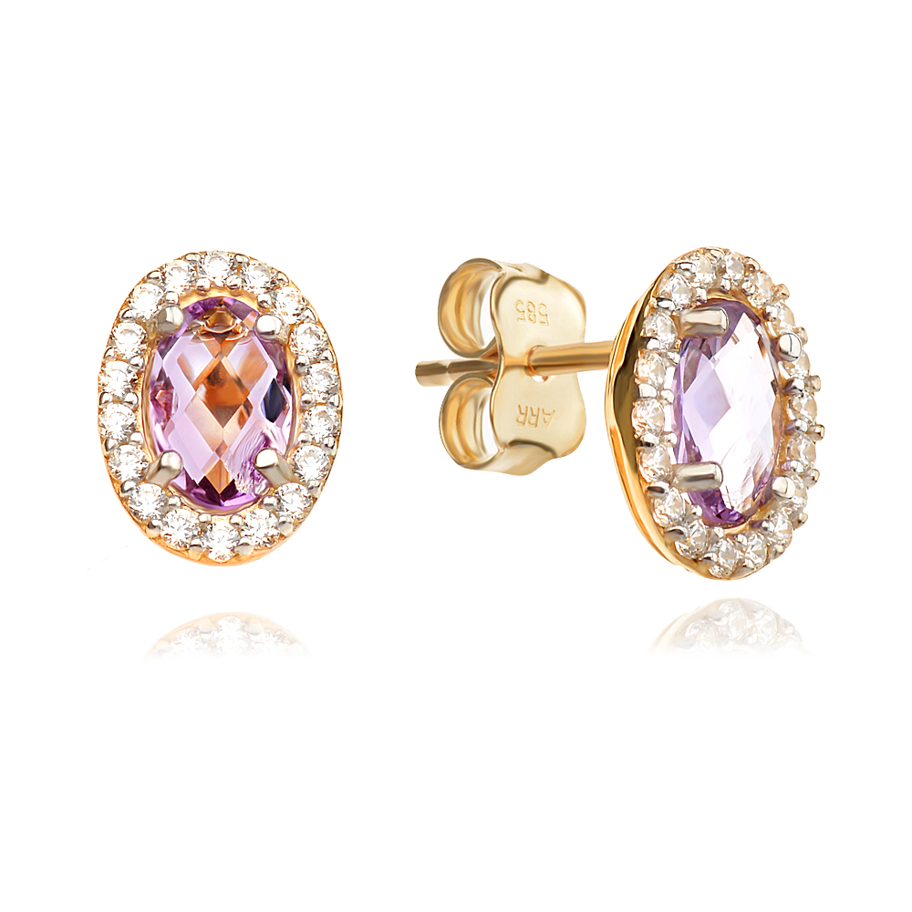 Златни обеци Amethyst