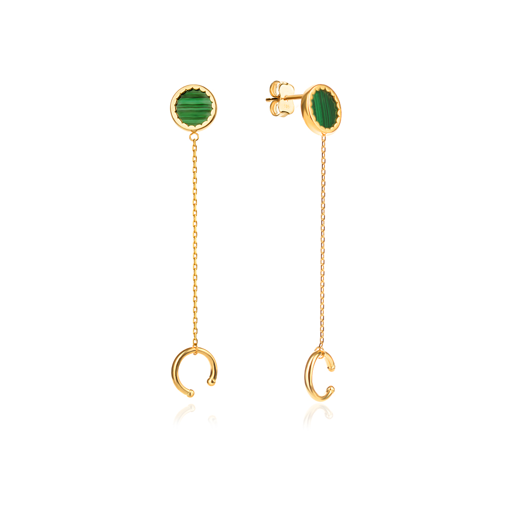 Златни обеци Hera Malachite