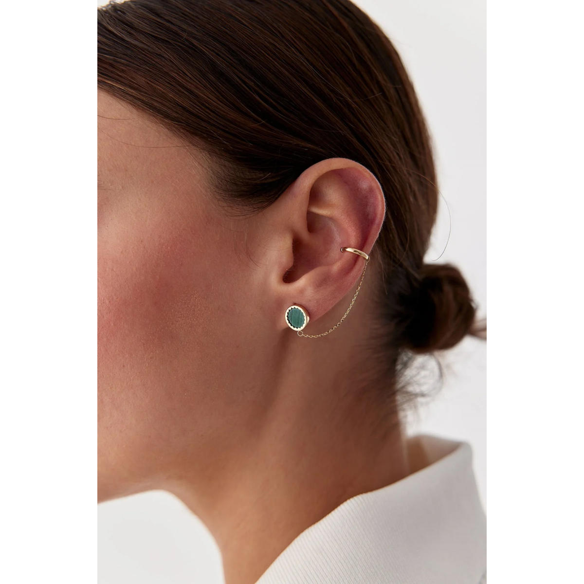 Златни обеци Hera Malachite