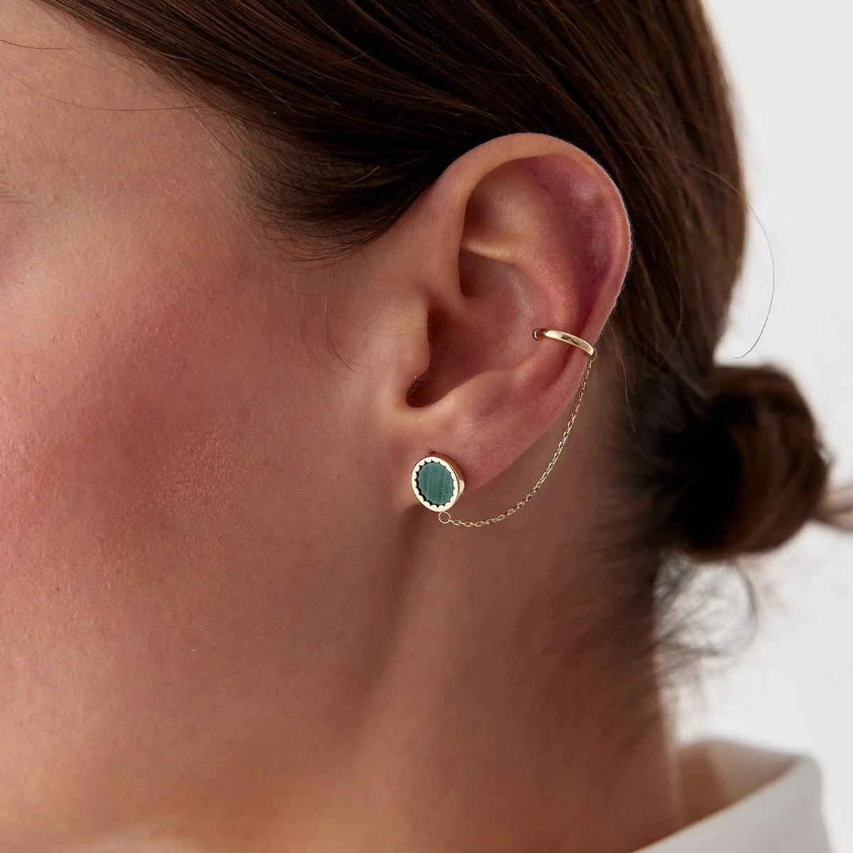 Златни обеци Hera Malachite