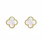 Златни обеци на винт Clover Nacre