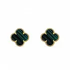 Златни обеци на винт Clover Green 