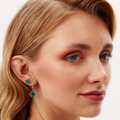 Златни обеци Green Clover