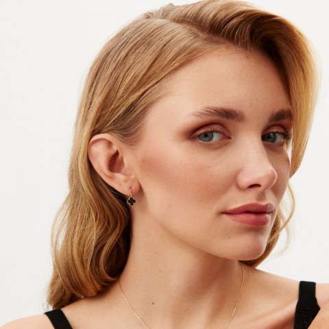 Златно колие Onyx Clover