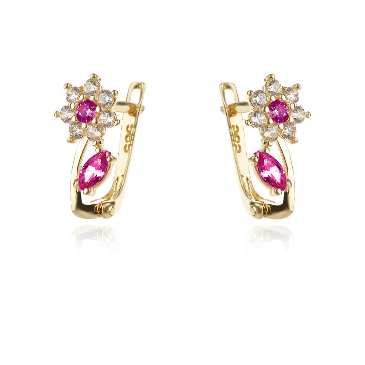 Златни детски обеци Цвете