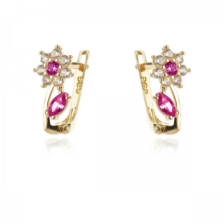 Златни детски обеци Цвете