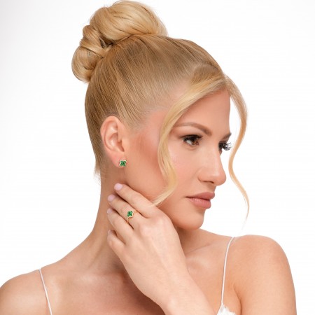 Oбеци с диаманти и изумруди Emerald