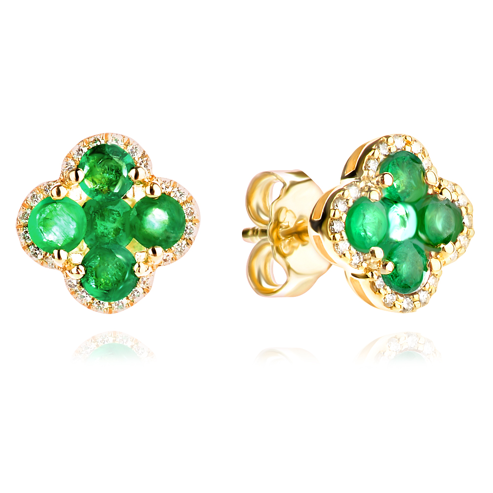 Oбеци с диаманти и изумруди Emerald