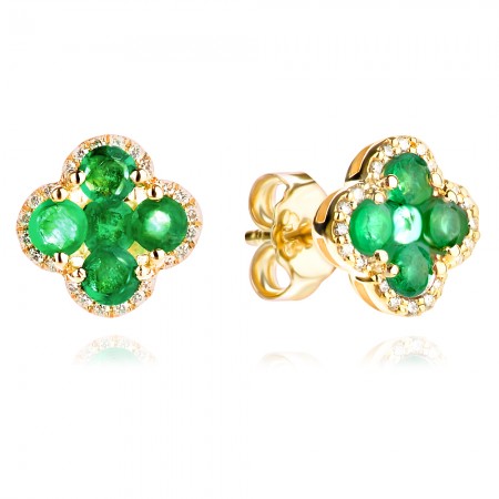 Oбеци с диаманти и изумруди Emerald