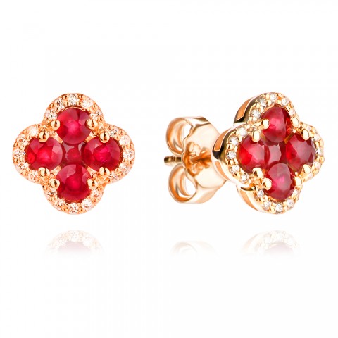 Oбеци с диаманти и рубини Aura Clover