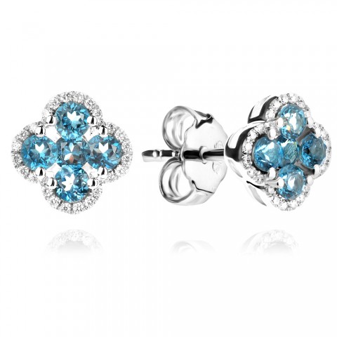 Oбеци с Диаманти и Лондон Топаз Aura Clover