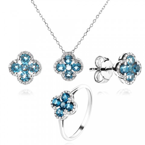 Oбеци с Диаманти и Лондон Топаз Aura Clover