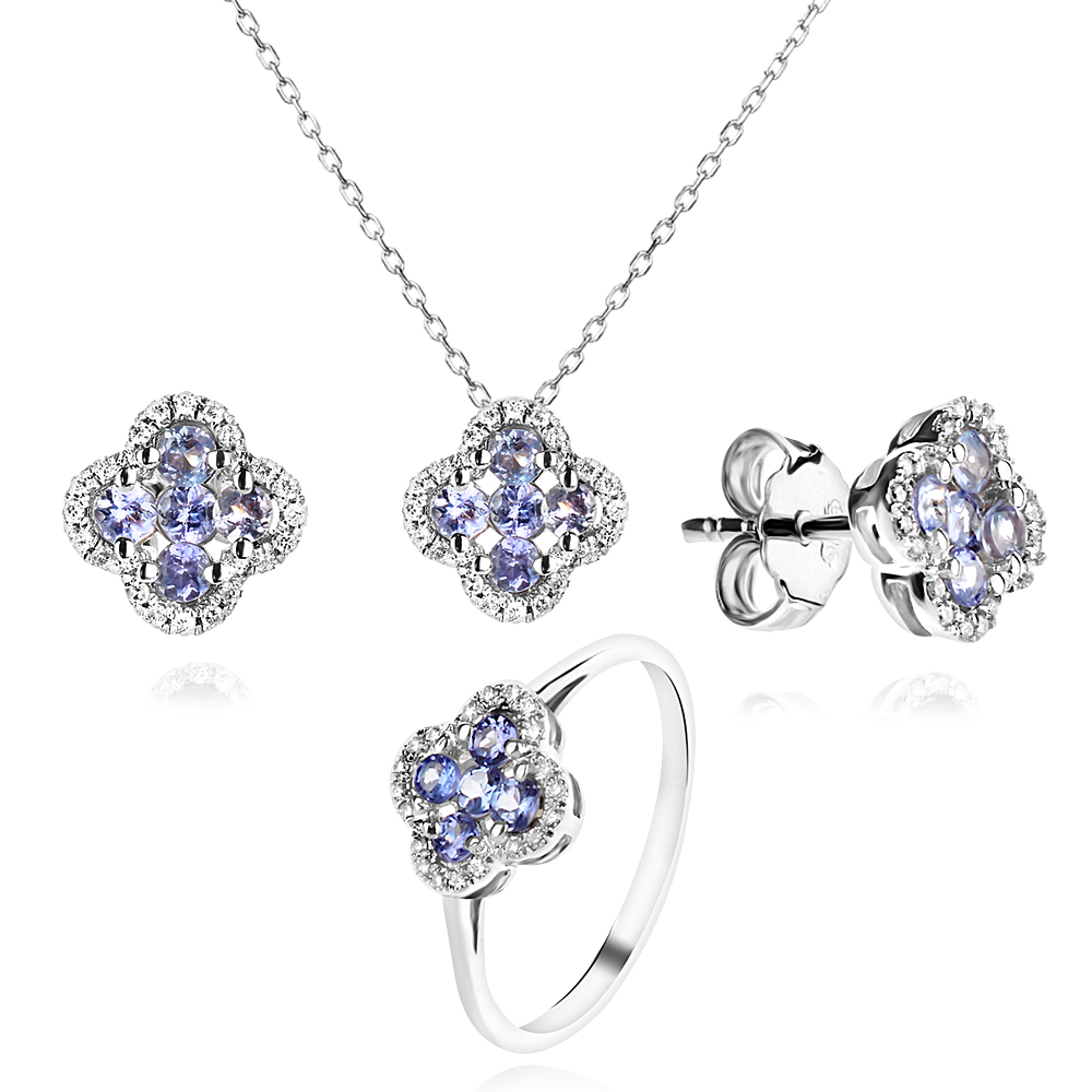 Обеци с Диаманти и Танзанит Clarte Обеци с Диаманти и Танзанит Clarte