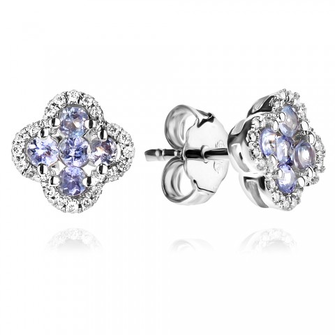 Обеци с Диаманти и Танзанит Aura Clover