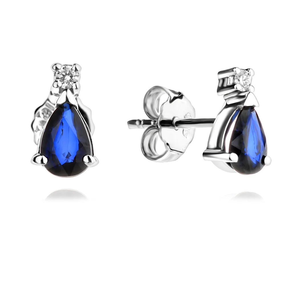 Обеци с Диаманти и Сапфири Royal Blue - БИЖУТА С ЕСТЕСТВЕНИ КАМЪНИ (Златни и сребърни бижута)