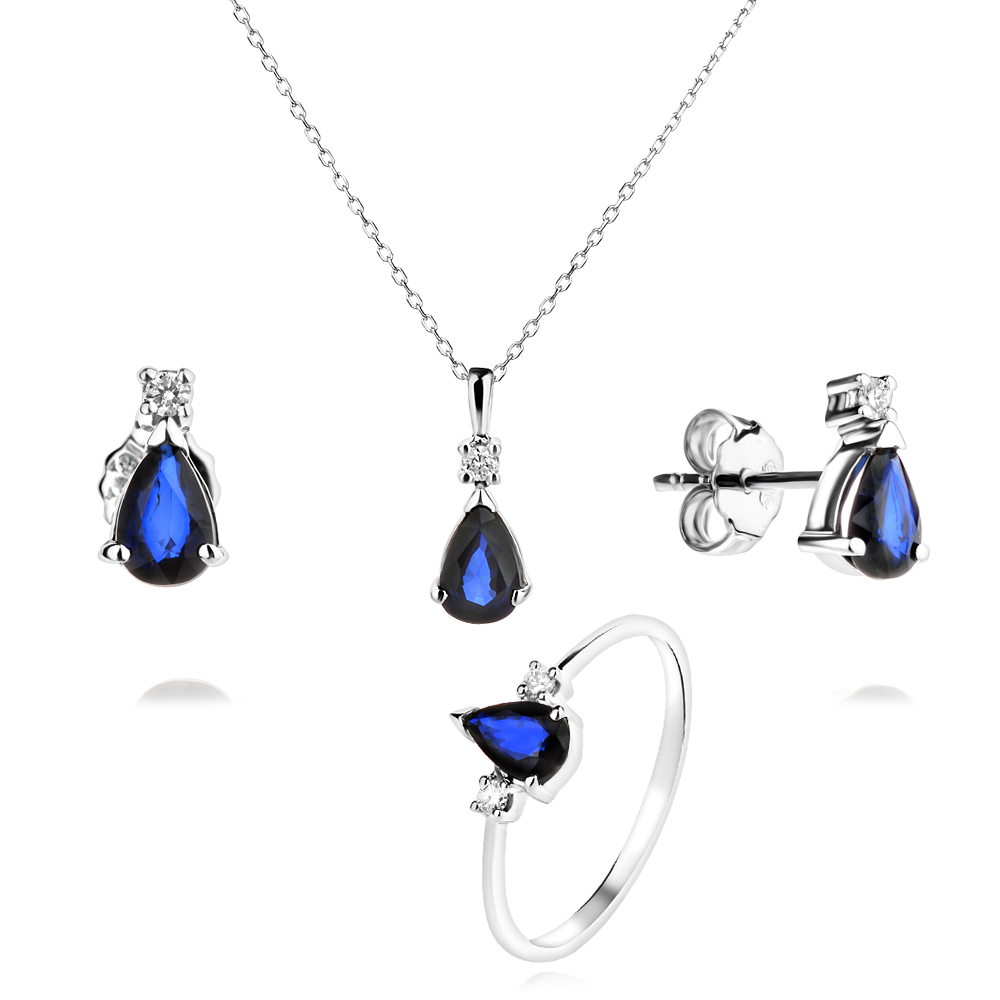 Обеци с Диаманти и Сапфири Royal Blue