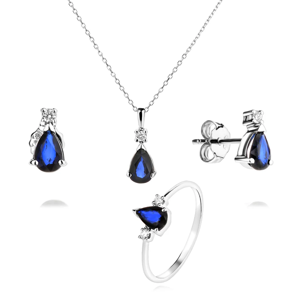 Обеци с Диаманти и Сапфири Royal Blue - БИЖУТА С ЕСТЕСТВЕНИ КАМЪНИ (Златни и сребърни бижута)