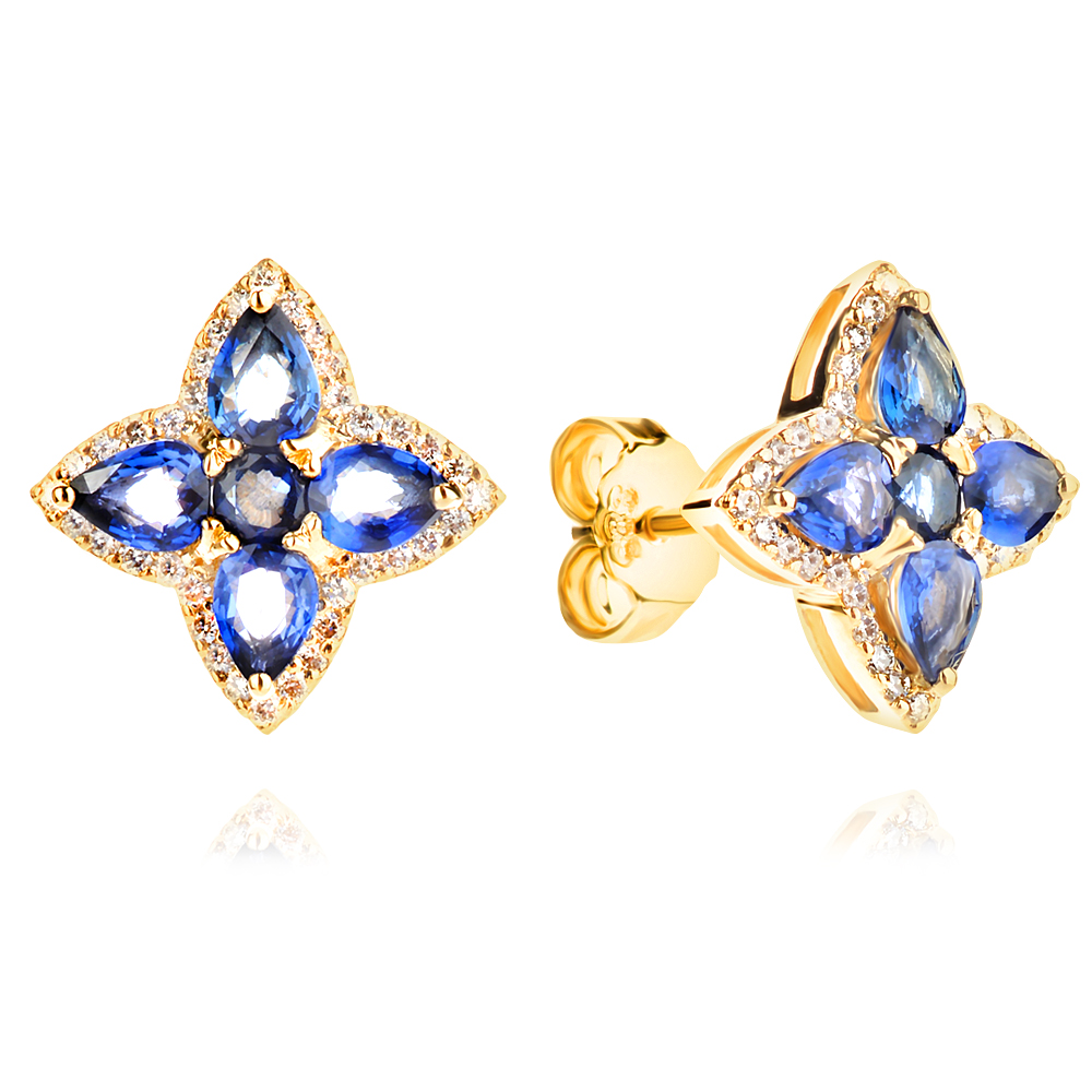 Обеци с Диаманти и Сапфири Breeze