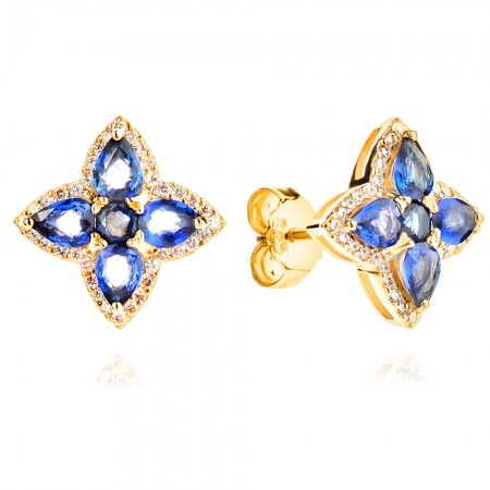 Обеци с Диаманти и Сапфири Breeze