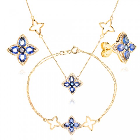 Обеци с Диаманти и Сапфири Elizabeth