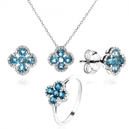 Колие с Диаманти и Лондон Топаз Midnight