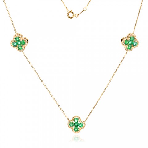 Колие с Диаманти и Изумруди Aura Clover