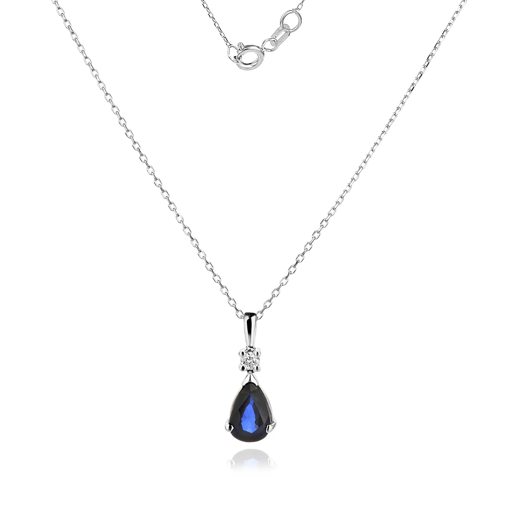Колие с Диаманти и Сапфир Royal Blue - БИЖУТА С ЕСТЕСТВЕНИ КАМЪНИ (Златни и сребърни бижута)