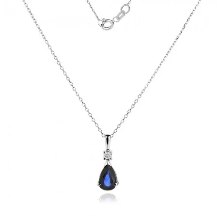 Колие с Диаманти и Сапфир Royal Blue - БИЖУТА С ЕСТЕСТВЕНИ КАМЪНИ (Златни и сребърни бижута)