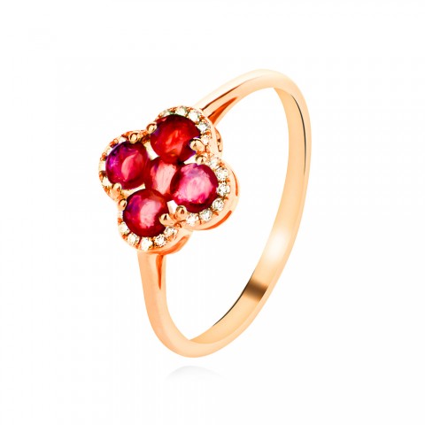 Пръстен С Диаманти и Рубини Aura Clover