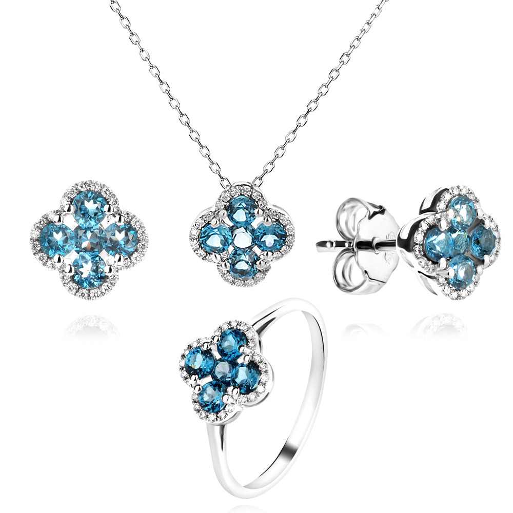 Пръстен С Диаманти и Лондон Топаз Midnight