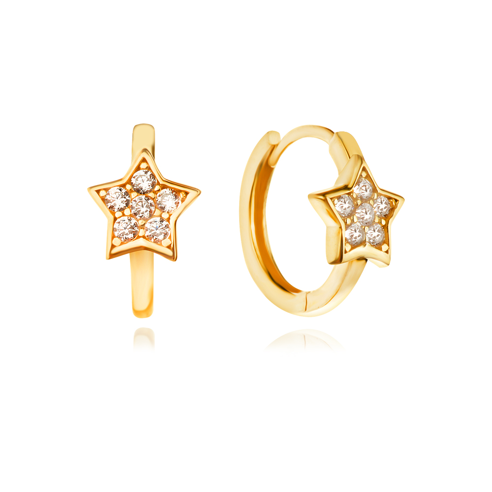 Златни детски обеци Star