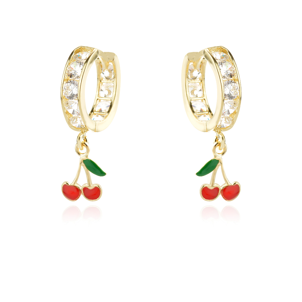 Златни детски обеци Cherry