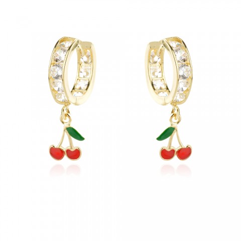 Златни детски обеци Cherry