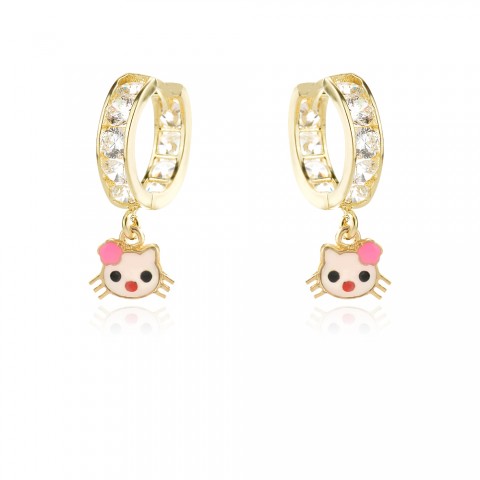 Златни детски обеци Hello Kitty