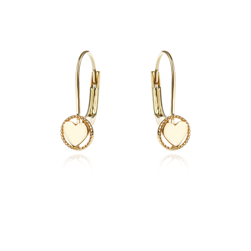 Златни детски обеци Сърца
