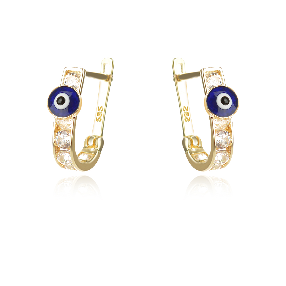 Златни детски обеци Синьо око