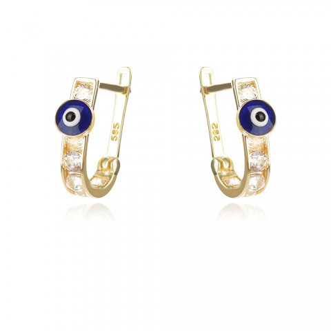 Златни детски обеци Синьо око