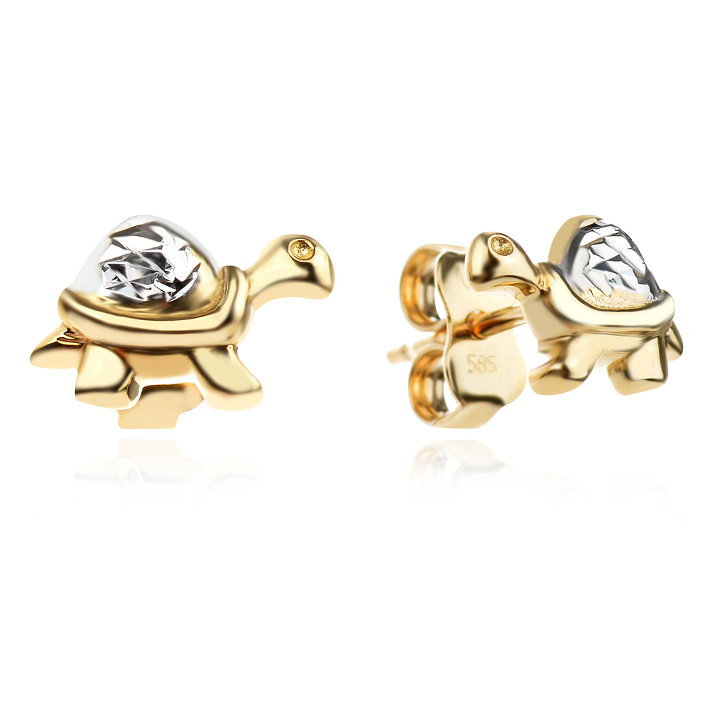 Златни детски обеци Turtle