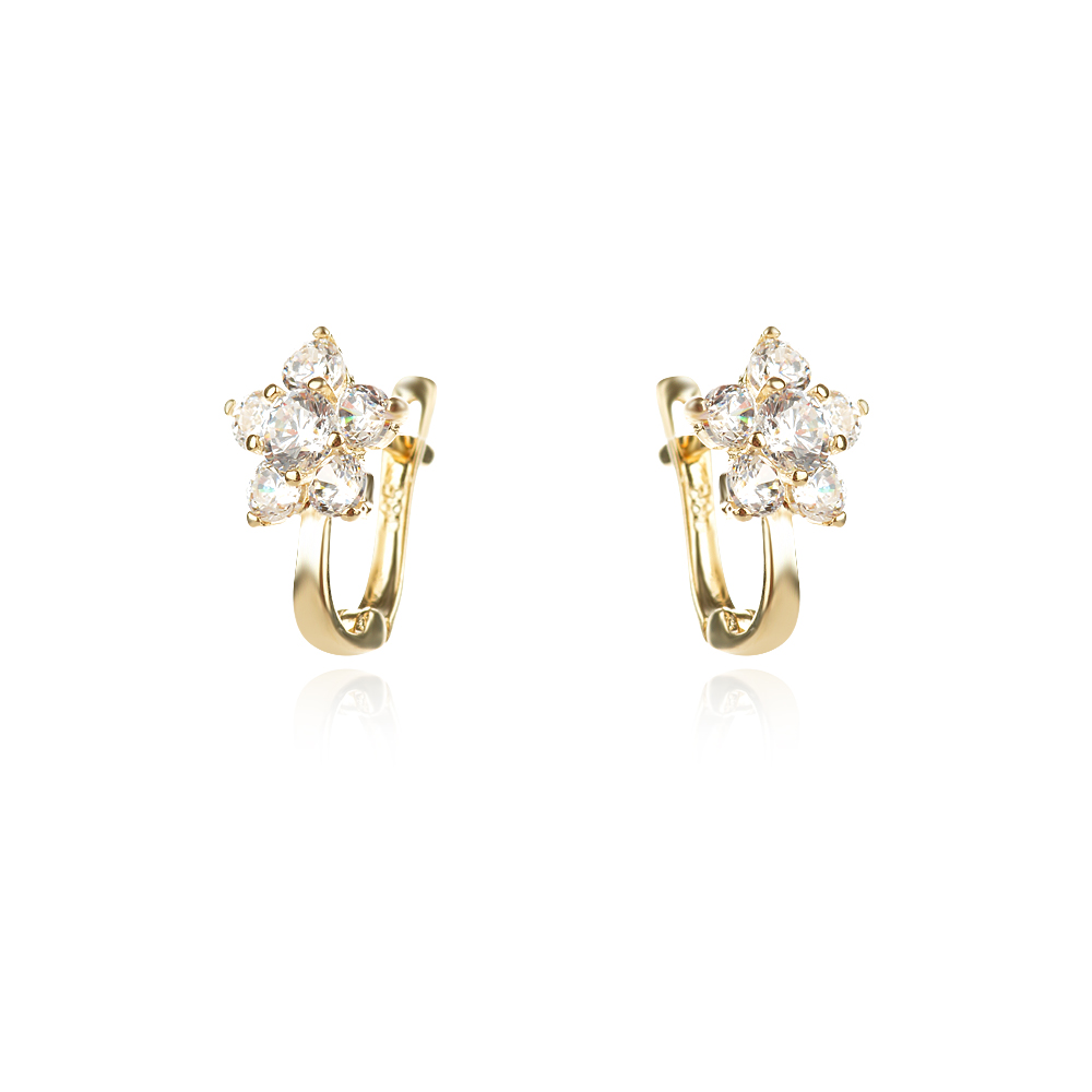 Златни детски обеци White Flowers