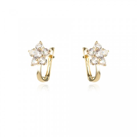 Златни детски обеци White Flowers