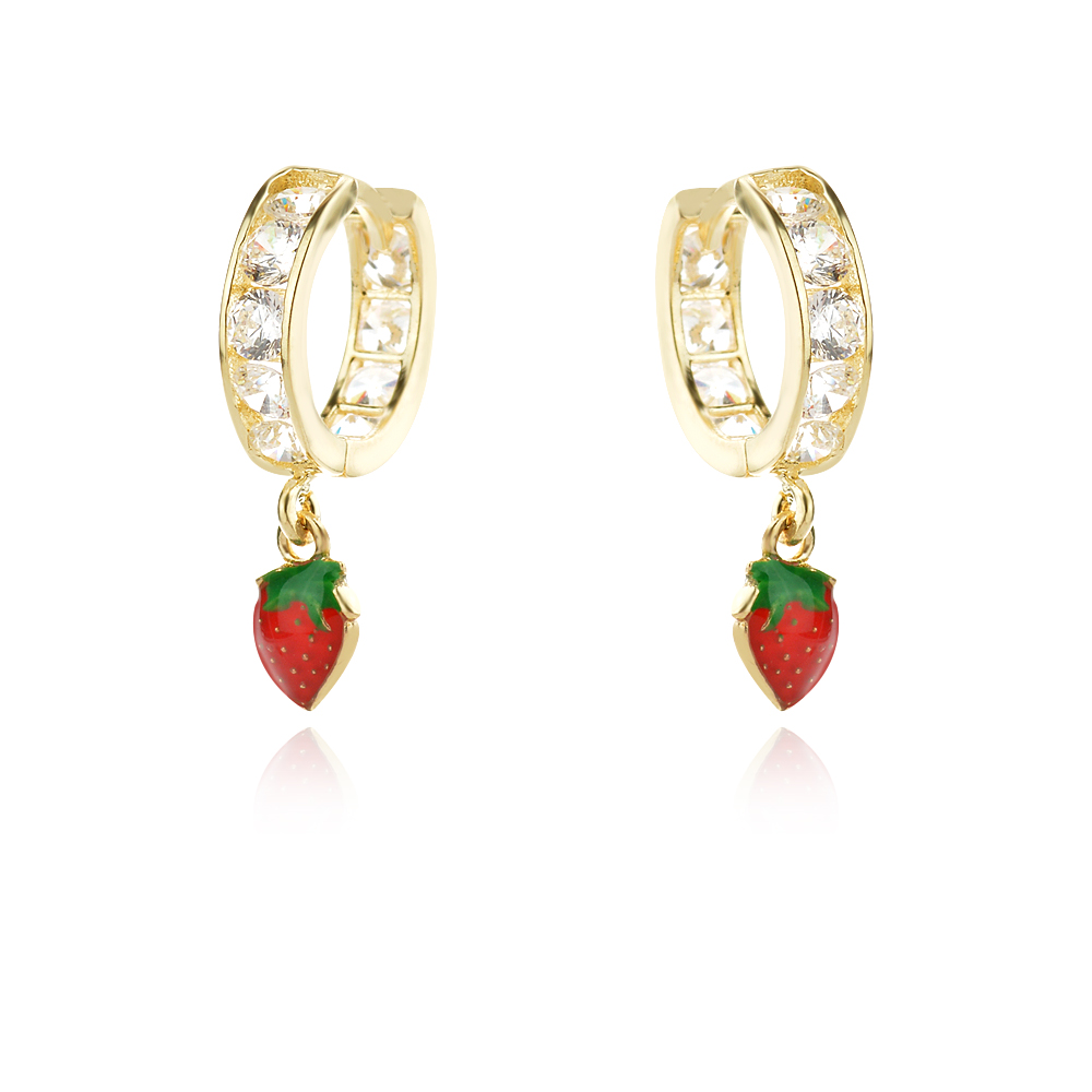 Златни детски обеци Ягода