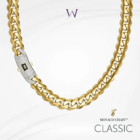 Златен чокър Choker Classic Pave с класическа плетка и бели цирконии