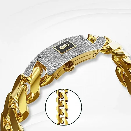 Златен чокър Choker Classic Pave с класическа плетка и бели цирконии