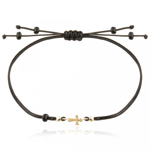 Гривна с черен конец и златно кръстче